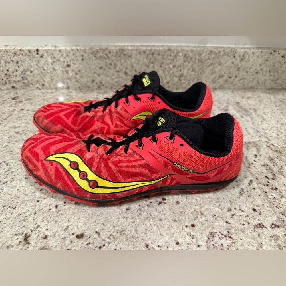 Saucony Men's Havok XC Running spikes 11.5 Vizi Red Citron, S29029-3